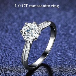 Cluster Rings 100% Pass Diamond Test Moissanite Platinum Plated Sterling Silver Round Cut Wedding Band Ring Set For Women Gift2375