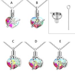 Pendant Necklaces Rainbow Crystals Heart Cremation Urn Necklace For Ashes Charm Memorial Keepsake JewelryPendant282v
