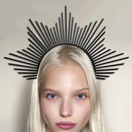 Hair Clips Black Crown Headband Sun Goddess Bohemian Wedding Halloween Accessories Plastic Spike Headdresses DIY Lolita Tiara