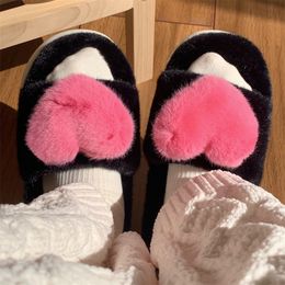 Womens autumn and winter leisure indoor soft bottom green cotton slippers fashion home bedroom warm and cute three dimensional love size 36-41