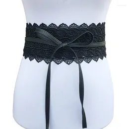 Belts Beautiful Black Lace Cummerbunds European Style Wide Decorative Waistband Woman Apparel Accessories