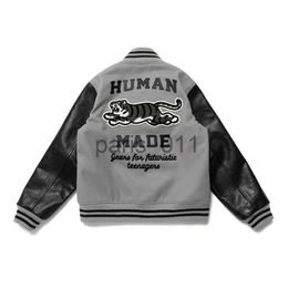 Men's Jackets New Tiger Man Made Baseball Jacket Men's Leather Sleeves Embroidered Jacket Coat x1016