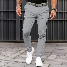 Men s Pants Fashion Slim Fit Hip Hop All Seasons Cotton Cool Casual Sports Street Zipper Decoration Straight Leg 231016