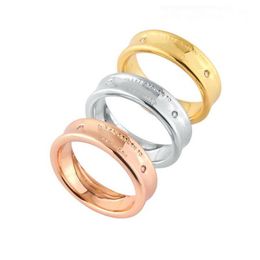 Europe America Fashion Style Lady Women Brass Engraved T Letter 18K Gold Plated Settings Double Diamond Ring Rings Size US6-US9182l