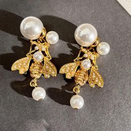 Stud Earrings Fashion Women Girls Pearl Temperament Elegant Style Bee Drop Plug Jewelry Gift For Female