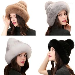 Berets Women Real Christmas Hats Brim Winter Warm Cap For Lady