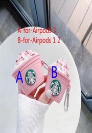 Capa de fone de ouvido com copo de leite rosa para Airpods Pro 2 1 logotipo padrão alça de capa de silicone com anel de dedo 68105792539185