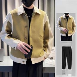 Men's Tracksuits Trend Sport Two Piece Sets Lapel Jackets Straight Loose Trousers Fashion Male Design Casual Patchwork Suits C32