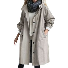 Giubbotti Donna 2024 Moda Trench Coat Coreano Trendy Casual Con cappuccio Medio lungo Cappotto antivento Primavera Autunno Fe Cappotto Outwear 7XN17