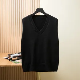 Men's Vests Plus Size 7xl Style V-Neck Vest Sweater Business Fashion Casual Solid Colour Sleeveless Pullover Tops Male Clothing