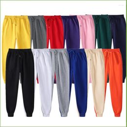 Men's Pants Spring Fall Mens Sweatpants Cotton Long Casual Pure Color Velet Warm Elastic Waist Drawstring Trousers(200g)