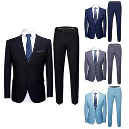 Mens Suits Blazers 1 Set Formal Suit Trendy Slimming Two Buttons Male Blazer Pants 231016