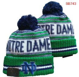 Men's Caps NCAA Hats All 32 Teams Knitted Cuffed Pom Notre Dame Fighting Irish Beanies Striped Sideline Wool Warm USA College Sport Knit hat Beanie Cap For Women