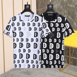 DSQ PHANTOM TURTLE Mens Designer T shirt Italian Milan Fashion Allover logo-print T-shirt Summer Black White T-shirt Male Hip Hop 242b