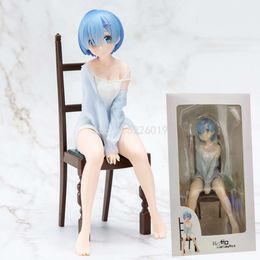 Finger Toys 20cm Relax Rem Pamas Figure Re Zero Starting Life in Another World Rem Anime Figure Rem Ppamas Chair Action Figure Toys