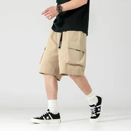 Men's Shorts Buckle Belt Work Summer Fashion Brand Loose Five-point Pants Cargo Men