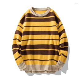 Men's Sweaters Men Winter Pullover Round Neck Sweater Comfortable Striped Sweatshirts Couples Fashion Oversize Knitwear Street Style