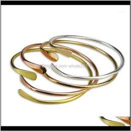 Bangle Bracelets Jewelry Drop Delivery 2021 Mylongingcharm 10Pcs Lot Blank Brass Smooth Oval Stacking Bracelet Open Cuff Bangles F242S