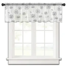 Curtain Hand-Painted Dandelion Plant Black Kitchen Curtains Tulle Sheer Short Living Room Home Decor Voile Drapes