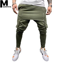 Moomphya 2019 New Zipper Double-layer Men Joggers Pants Streetwear Hip Hop Harem Pants Men Long Sweatpants Skinny Trousers Men 112279a