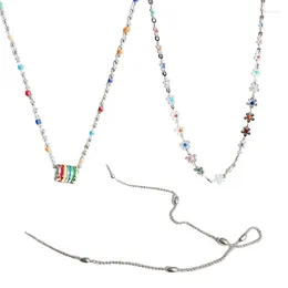 Pendant Necklaces Fashion Colourful Beads Flower Charm Necklace Metal Chain Collar Sweet Cool Clavicle Choker Jewellery