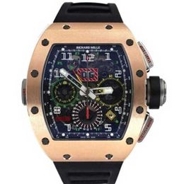 Luxury Watches Richarmill Automatic Mechanical Watches Sport Wristwatches Watches Rm 11-02 Greenwich Mean Time Rose Gold Titanium Rubber Automatic Watch WN-QUA8