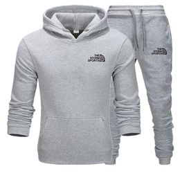 New logo Tracksuit Men Sets Hoodies Pants Suit Fleece Warm Casual Sports Fitness Running Pullover Sweatshirt Trousers Male sports220R