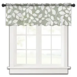 Curtain Green Leaves Vine Mann Texture Small Window Valance Sheer Short Bedroom Home Decor Voile Drapes