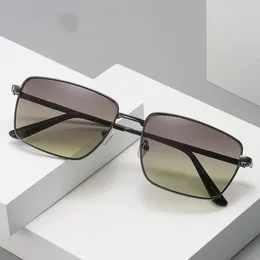 Sunglasses Oulylan Rectangle For Men Ultralight Design Metal Sun Glasses Male Driving Sunshine Protection Goggles UV400 Mirror