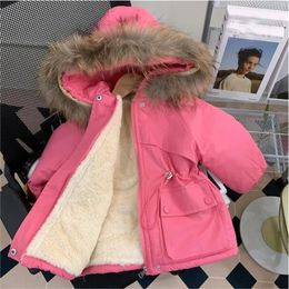 다운 코트 로파 드 플러시 어린이 파카는 2023 년 겨울 두껍고 소년 면화 소녀 아이 키드 의류 겉옷 231016