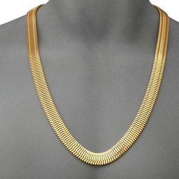 75cm 1 5cm 18K Gold Electroplate Snake bone Chains Mens Necklace Fishbone Chain Hip Hop Jewelry313G