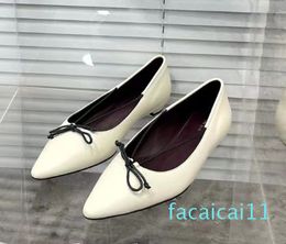 Ballet Flats Shoes Slip-on Panelled Cowhide Leather Sandals Comfortable Moccasins Ladies Wedding Party Shoe