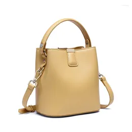Evening Bags Fashion Bucket Bag Women Crossbody Shoulder Yellow Purple Leather Large Capacity Handbag