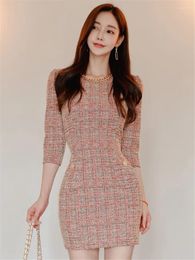 Casual Dresses Korean Comfort Fashion Wrap Buttocks Underlaid Dress Woman 2023 Autumn Winter Sweet Elegant Temperament Floral
