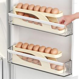 Storage Bottles Rolling Egg Dispenser Refrigerator Organizer Container For Eggs Box Automatic Sliding Spiral Holder Rack Kitchen