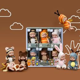 Dolls 2Pcs Simulation Princess Toy Mini Cute Sleeping Baby Series Doll Cartoon Animal For Kids Kawaii Gift 231016