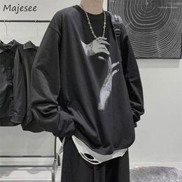 Men's T Shirts T-shirts Men Korean Style Trendy Baggy Fashion O-neck Autumn Design Long Sleeve Print Casual Harajuku Daily St292U