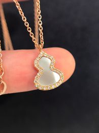 plated gold diamond pendant necklace Classic Titanium steel diamonds bottle gourd Pendant Necklaces women luck necklace Designer Jewellery Gift