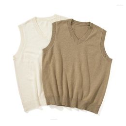 Men's Vests Spring And Autumn Sweater Vest Outer Wear Simple Loose V-neck Sleeveless Waistcoat College Style