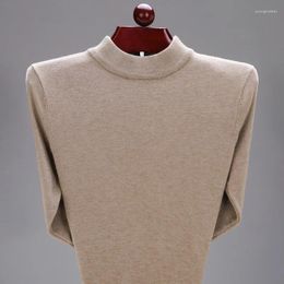 Men's Sweaters Autumn And Winter Half Turtleneck Knitting T-shirts Men Clothing Sweater Pullover Solid Colour Base Slim Fit Comfortable Soft
