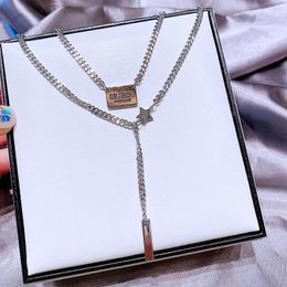 Pendant Necklaces MIGGA Double Layers Long Statement Necklace White Gold Colour Choker Chain Women Jewellery