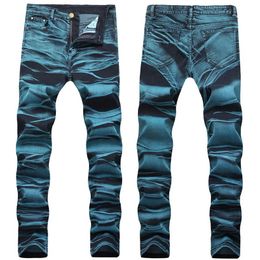 Men's Distressed Ripped Skinny Jeans Fashion Mens Jeans Slim Motorcycle Moto Biker Mens Denim Pants Hip Hop Men Jeans 1603314k