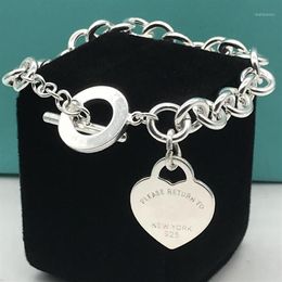 Charm Bracelets Original Ladies S925 Sterling Silvers Classic Heart Tag Circle Letter O-shaped Men Bracelet Jewelry Couple Holiday261E