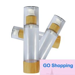 New Bamboo Cosmetic Packaging Bottle 20ml 30ml 50ml 80ml 100ml 120ml Empty Airless Vacuum Pump Bottles for Makeup Cream Serum Lotion Skin Ca Top Wholesale