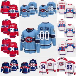 Custom 2023 Reverse Retro Montreal Hockey Canadien 77 Kirby Dach Jersey 34 Jake Allen 63 Evgenii Dadonov 31 Carey Cena 11 Brendan Gallagher