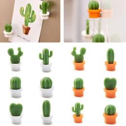 Cactus Fridge Magnets Cute Succulent Plant Magnet Button Cactus Refrigerator Message Sticker Magnet 6Pcs/Set LL