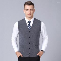 Men's Vests Men Wool Knitted Cardigan Vest 2023 Spring Autumn Man Sleeveless Sweaters V-Neck Waistcoat