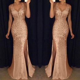 party night dress Women Sequin Prom Sexy Gold dresses Bridesmaid V Neck Long elegant summer Dress robe femme 20192555