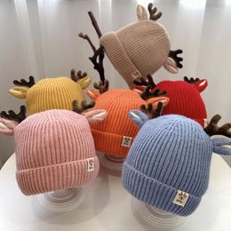 Ball Caps Toddler Baby Knitted Hat For Boys Girls Cartoon Antlers Skullies Beanies Autumn Winter Warm Kids Hats And Accessories