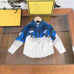 luxury designer Baby Autumn clothing lapel Shirt fashion SIZE 110-160 CM Kids top Contrast stitching design Child Blouses Aug30